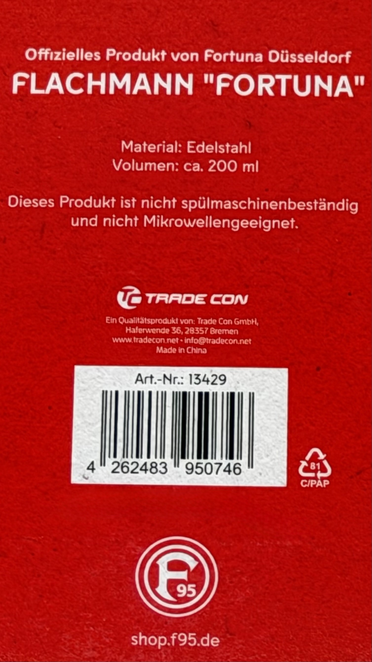 Fortuna Düsseldorf Flachmann "Fortuna" Produktbild pa_produktabbildung_4 S
